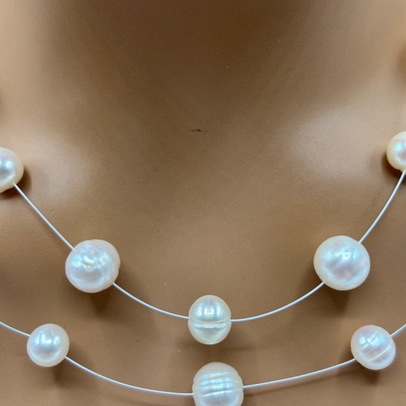 Honora White Cultured Pearl Illusion Necklace – Multi-Strand Elegant Design - Picture 4 of 6